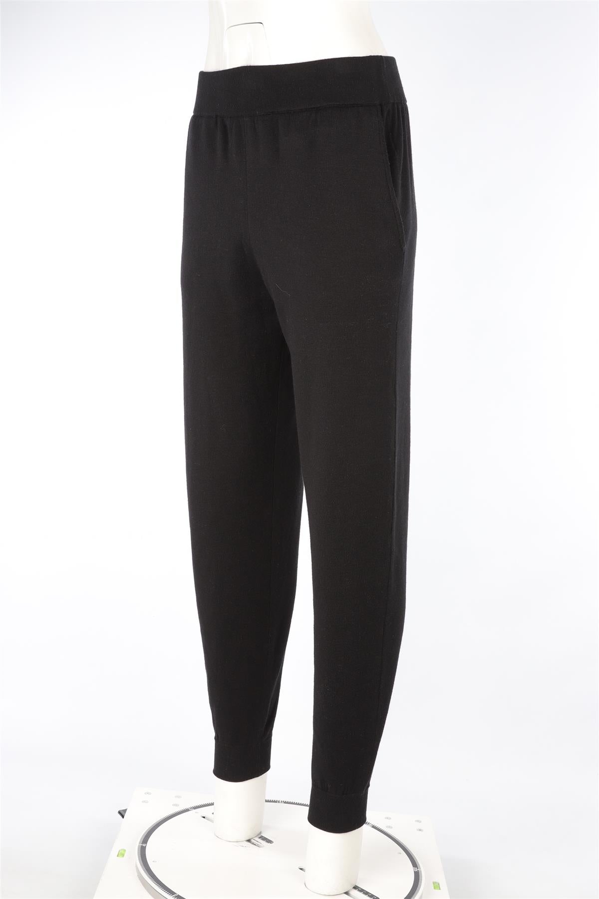 OLIVIA VON HALLE BLACK SILK TAPERED PANTS MEDIUM