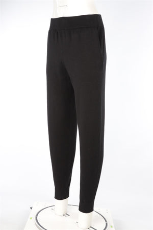 OLIVIA VON HALLE BLACK SILK TAPERED PANTS MEDIUM