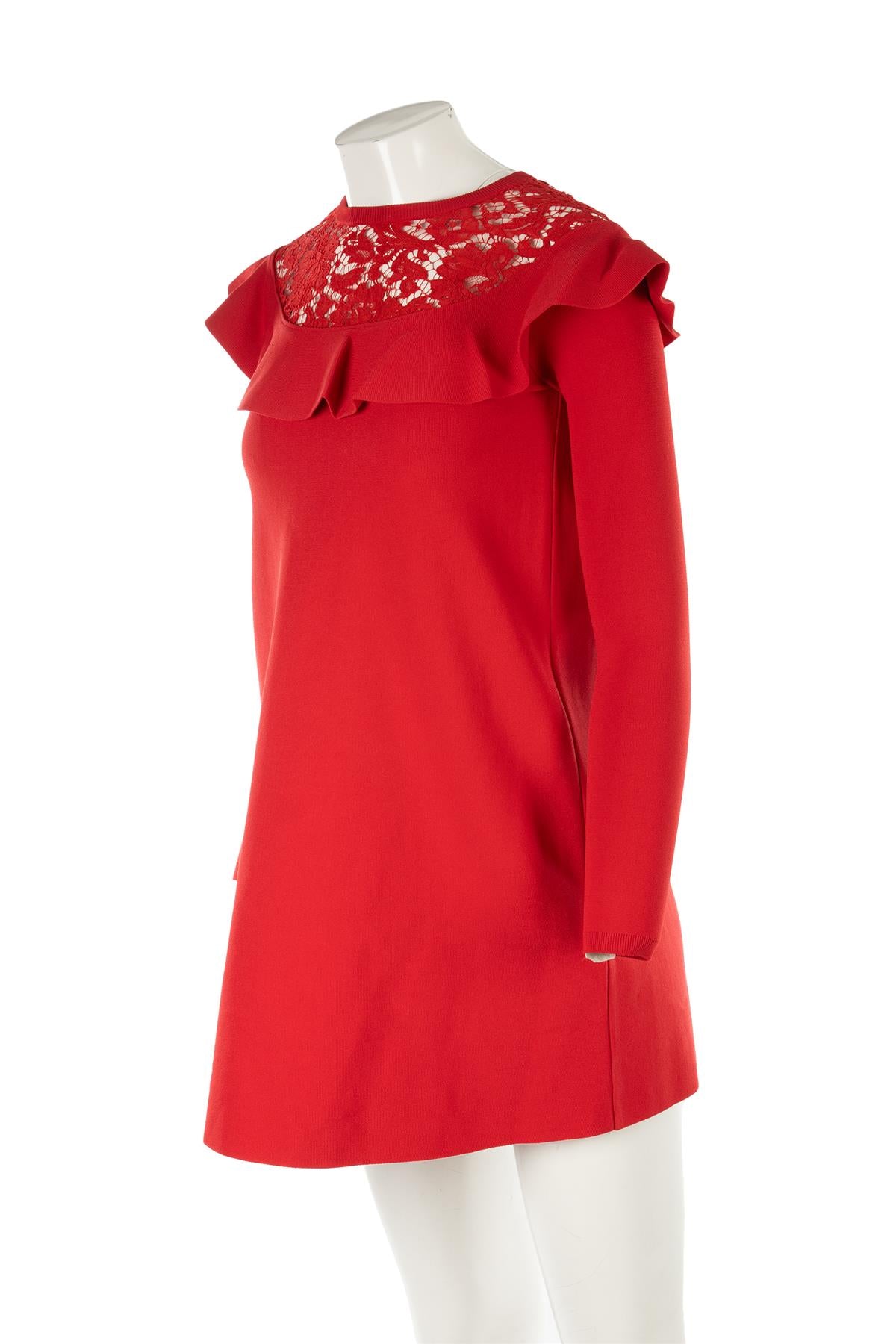 VALENTINO RED KNIT MINI DRESS XSMALL