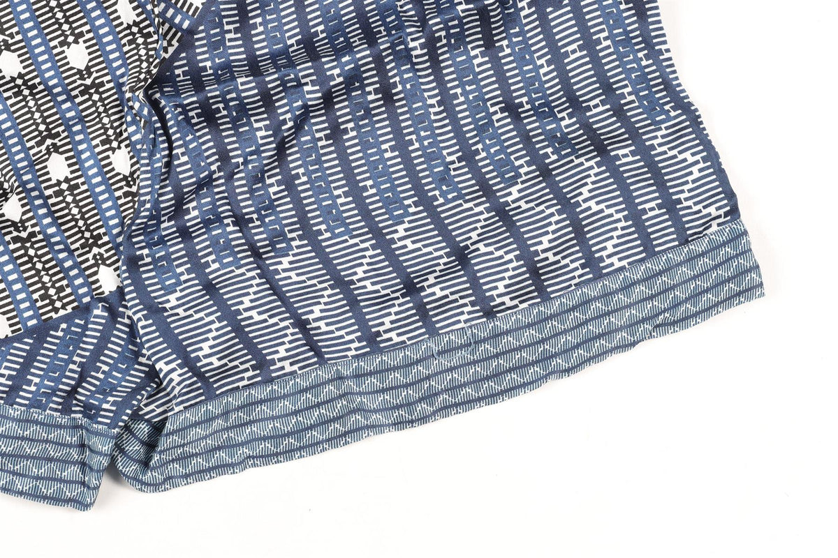 ASCENO BLUE SILK SHIRT & SHORTS SET SMALL