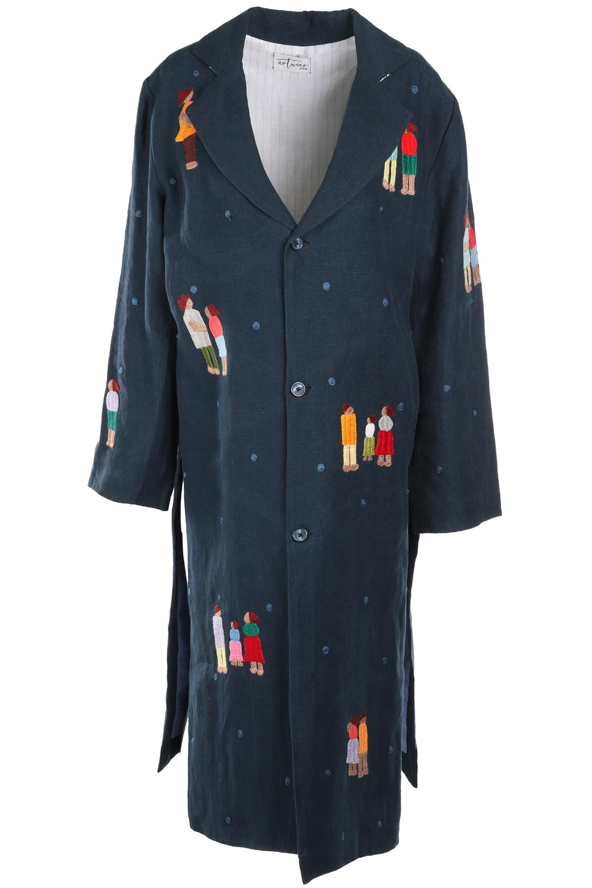 ARTWEAR GALLERY NAVY LINEN COAT SMALL