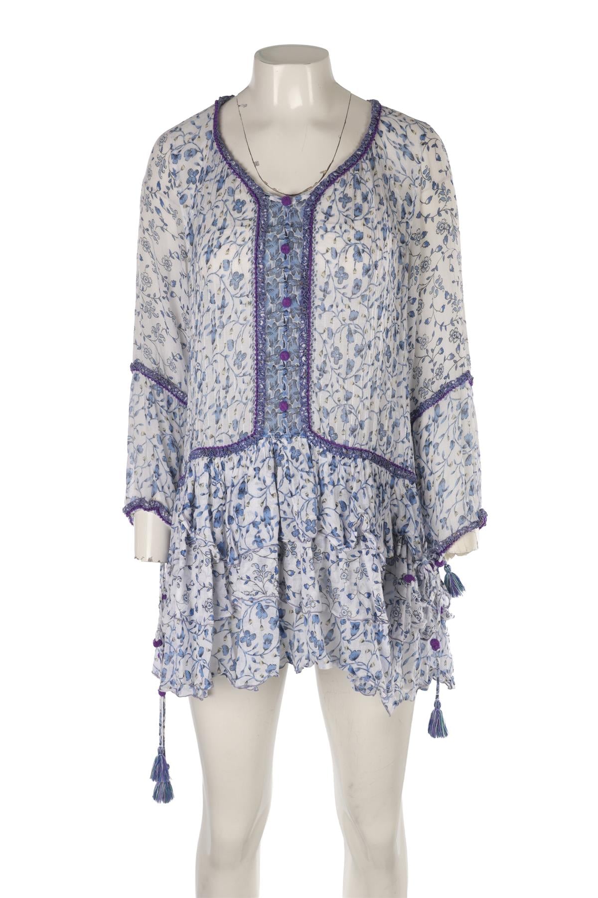 POUPETTE ST BARTH BLUE COTTON MINI DRESS MEDIUM