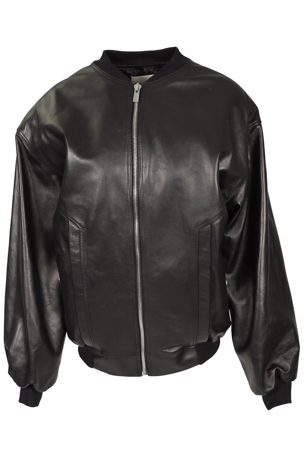 MAGDA BUTRYM BLACK LEATHER BOMBER JACKET FR 36 UK 8