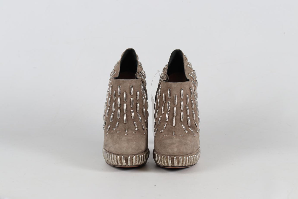 AZZEDINE ALAÏA SUEDE PLATFORM ANKLE BOOTS EU 38.5 UK 5.5 US 8.5