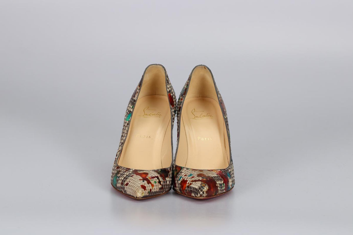 CHRISTIAN LOUBOUTIN SNAKESKIN PUMPS EU 39 UK 6 US 9
