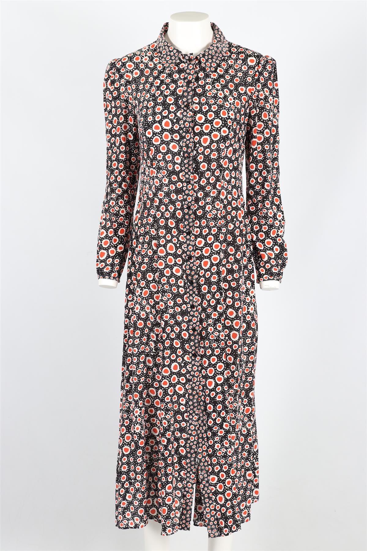 SALONI BLACK AND RED SILK MAXI DRESS UK 10