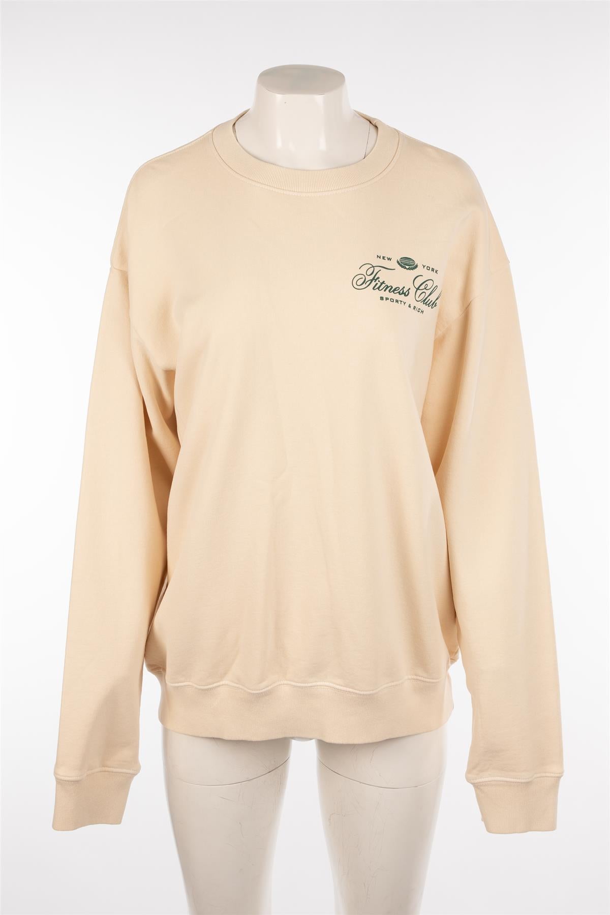 SPORTY & RICH CREAM COTTON SWEATSHIRT MEDIUM
