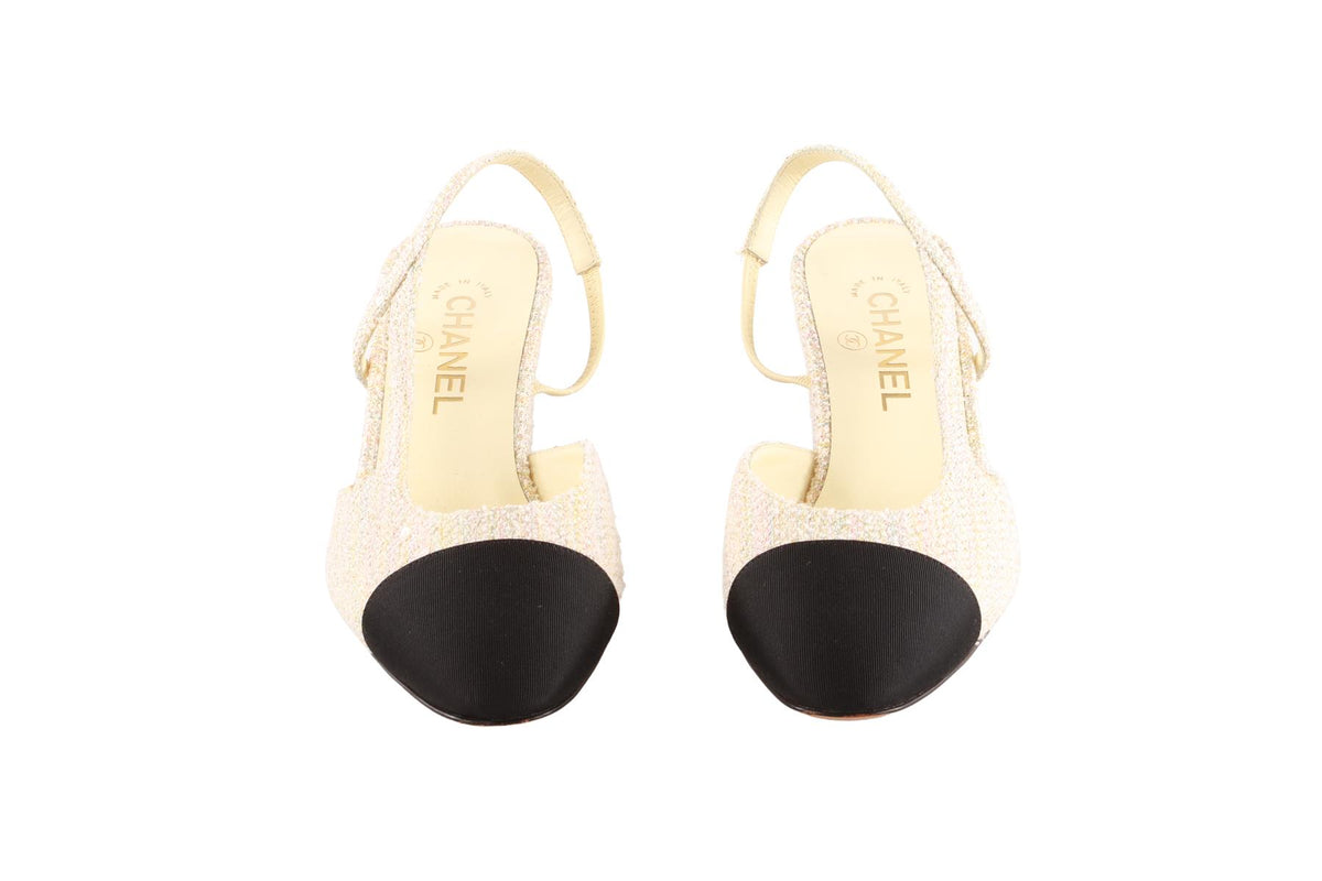 CHANEL MULTI TWEED SLINGBACK PUMPS EU 39.5 UK 6.5 US 9.5