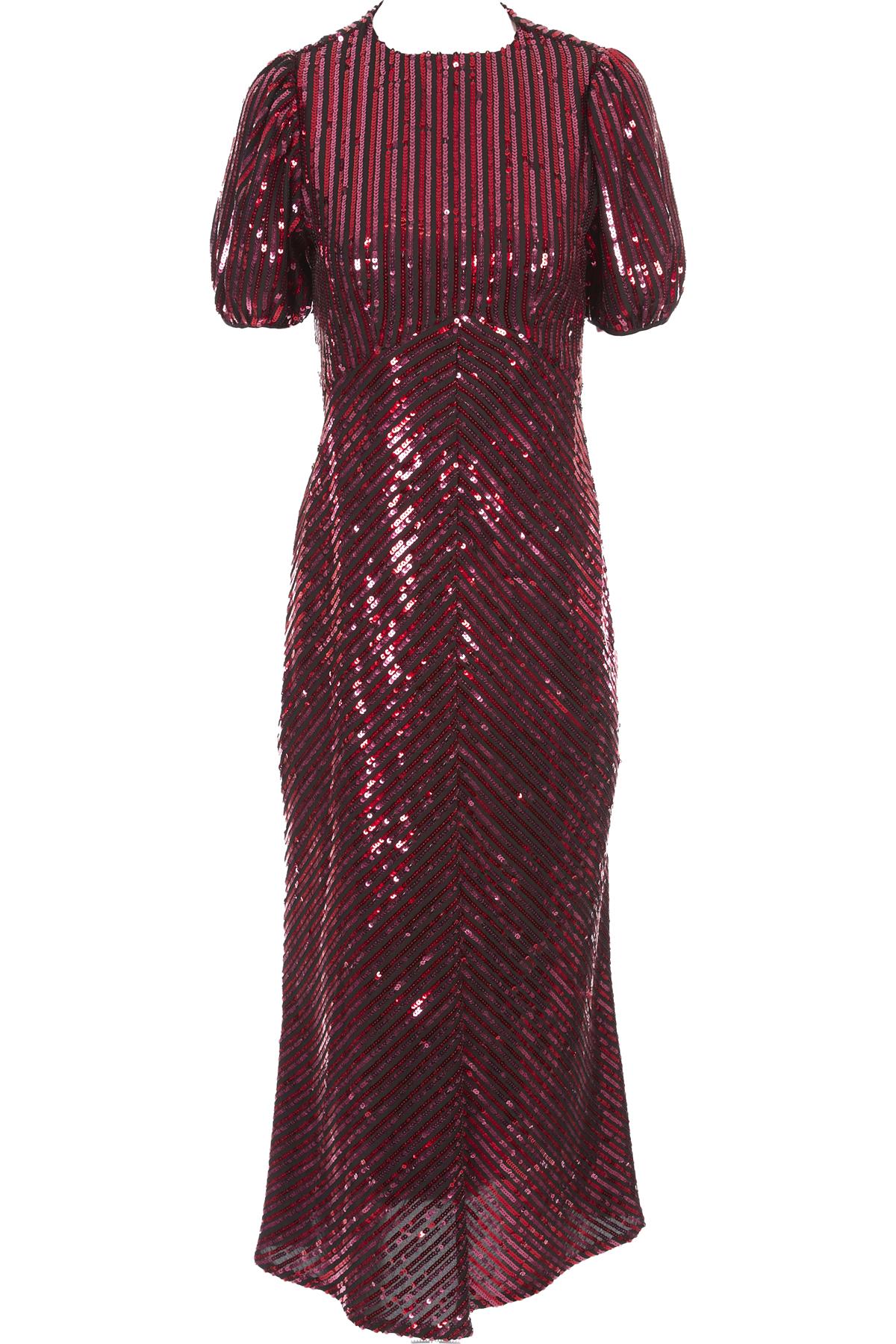 RIXO RED SEQUIN MIDI DRESS MEDIUM