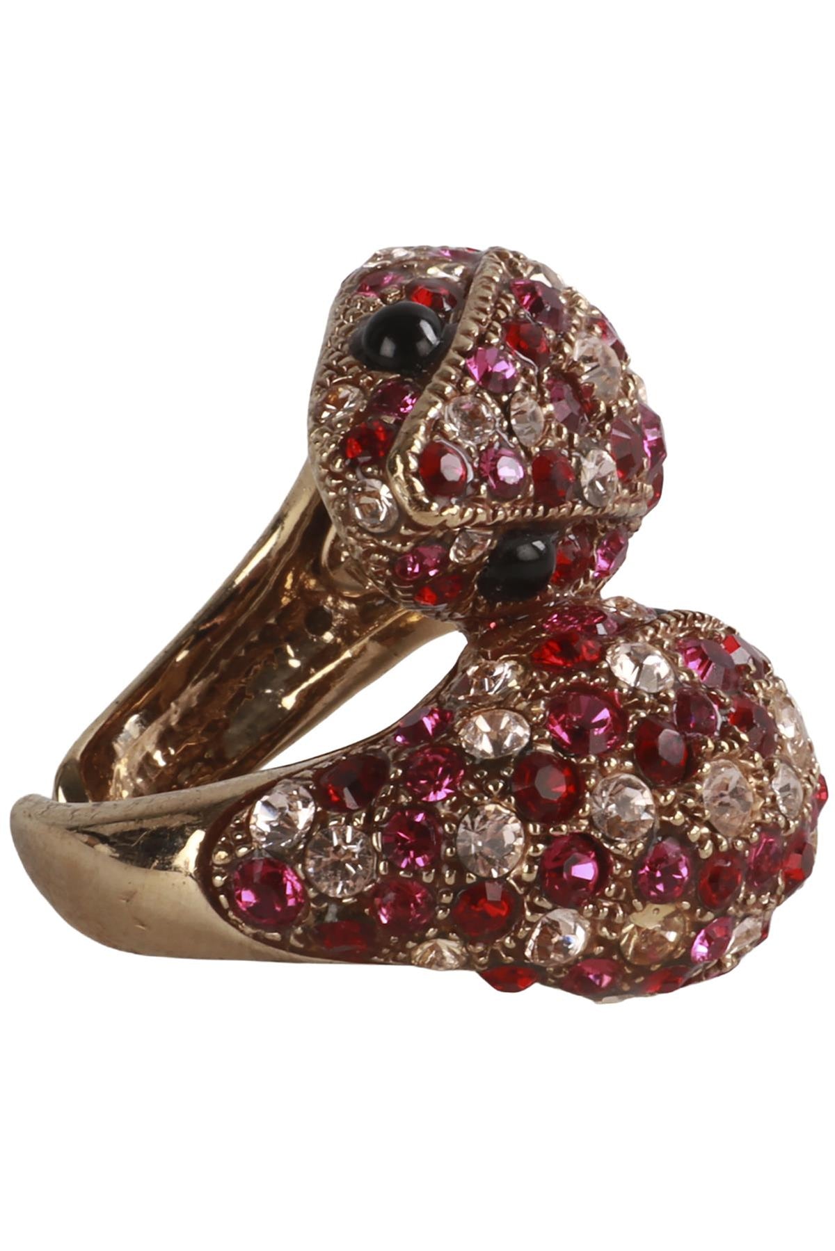 ROBERTO CAVALLI PINK CRYSTAL AND GOLD TONE RING