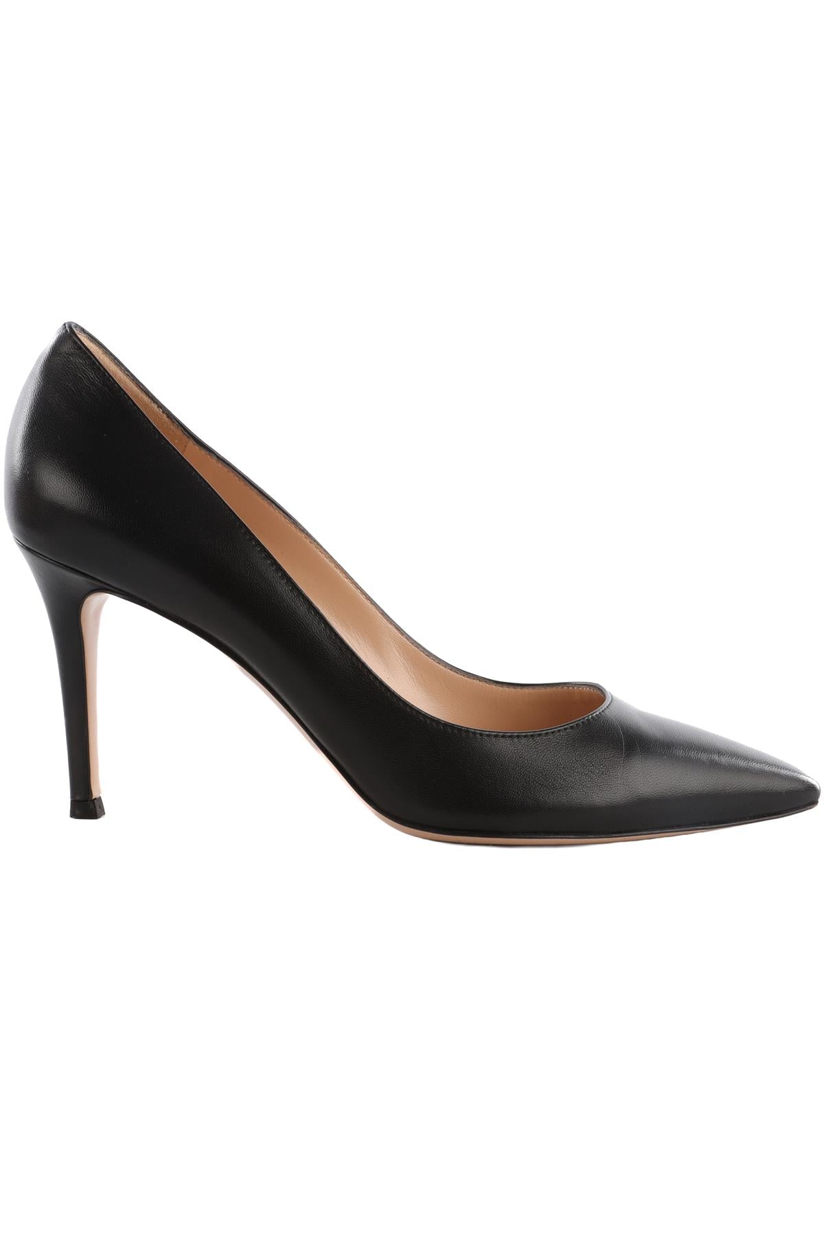 GIANVITO ROSSI BLACK LEATHER PUMPS EU 38 UK 5 US 8