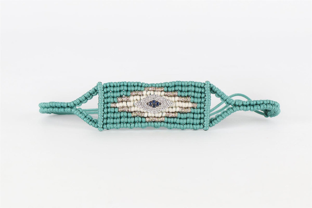Diane Kordas Blue Evil Eye Diamond and Cord Bracelet