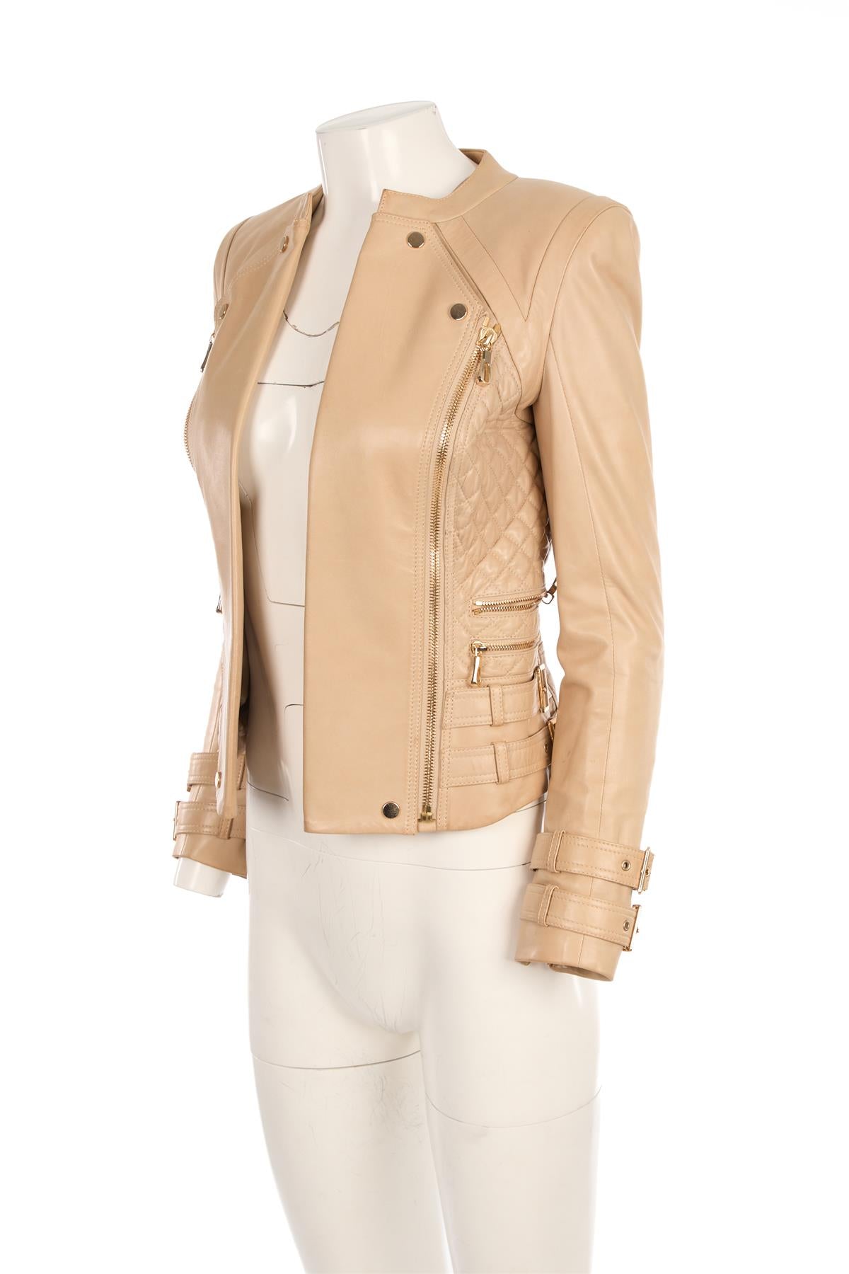ETOILE LONDON BEIGE LEATHER JACKET IT 38 UK 6