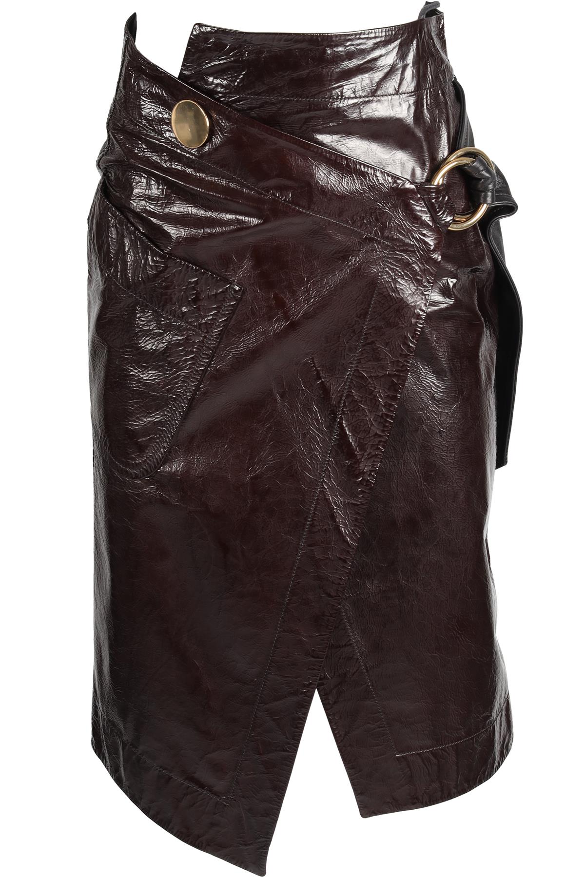 PETAR PETROV BROWN LEATHER MIDI SKIRT UK 8
