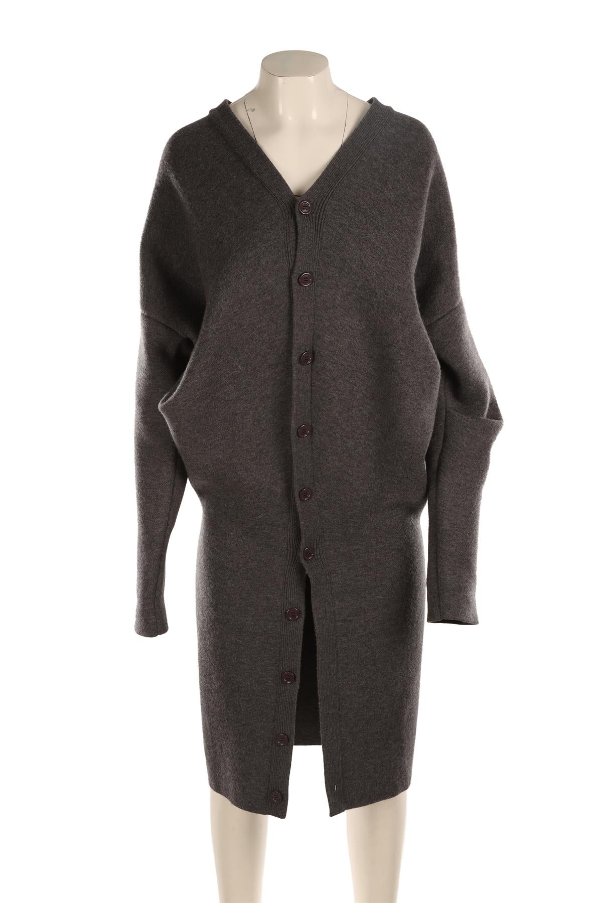 LOEWE GREY WOOL CARDIGAN SMALL