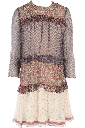 CHLOÉ MULTI SILK MINI DRESS FR 34 UK 6