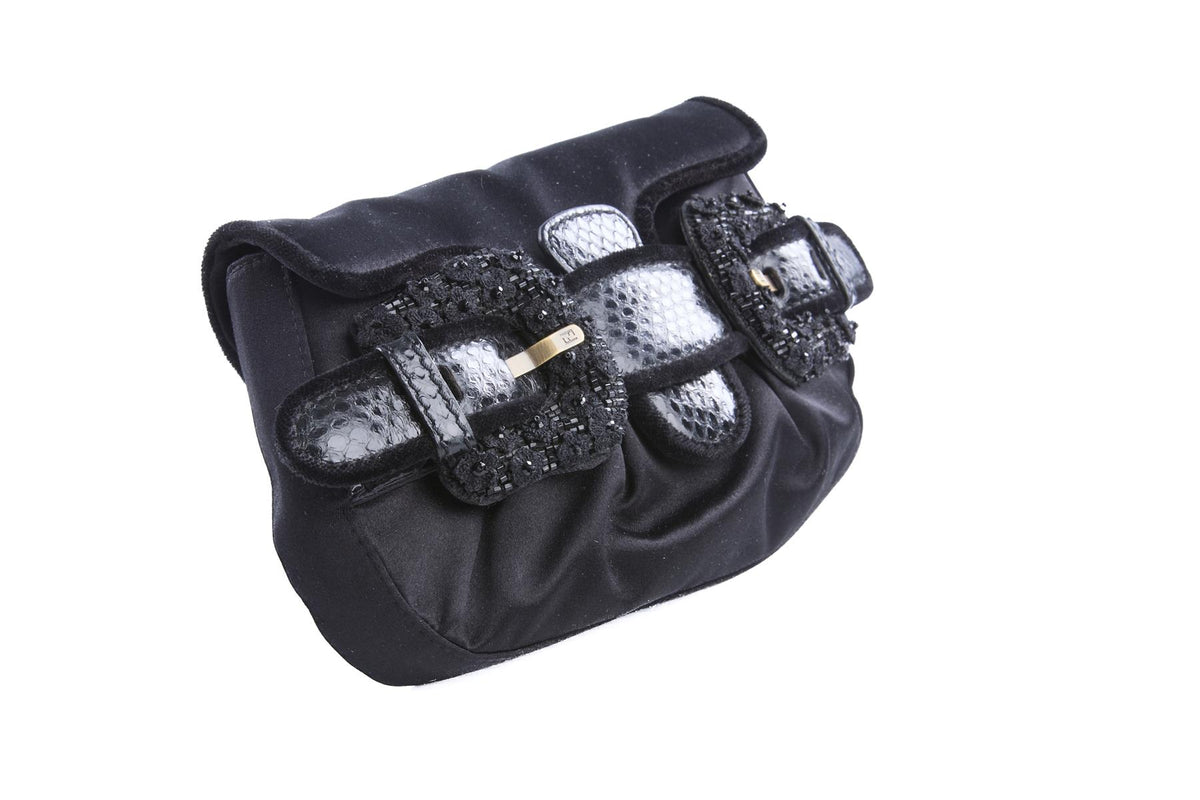 FENDI BLACK 2006 B BIS MINI SATIN CLUTCH