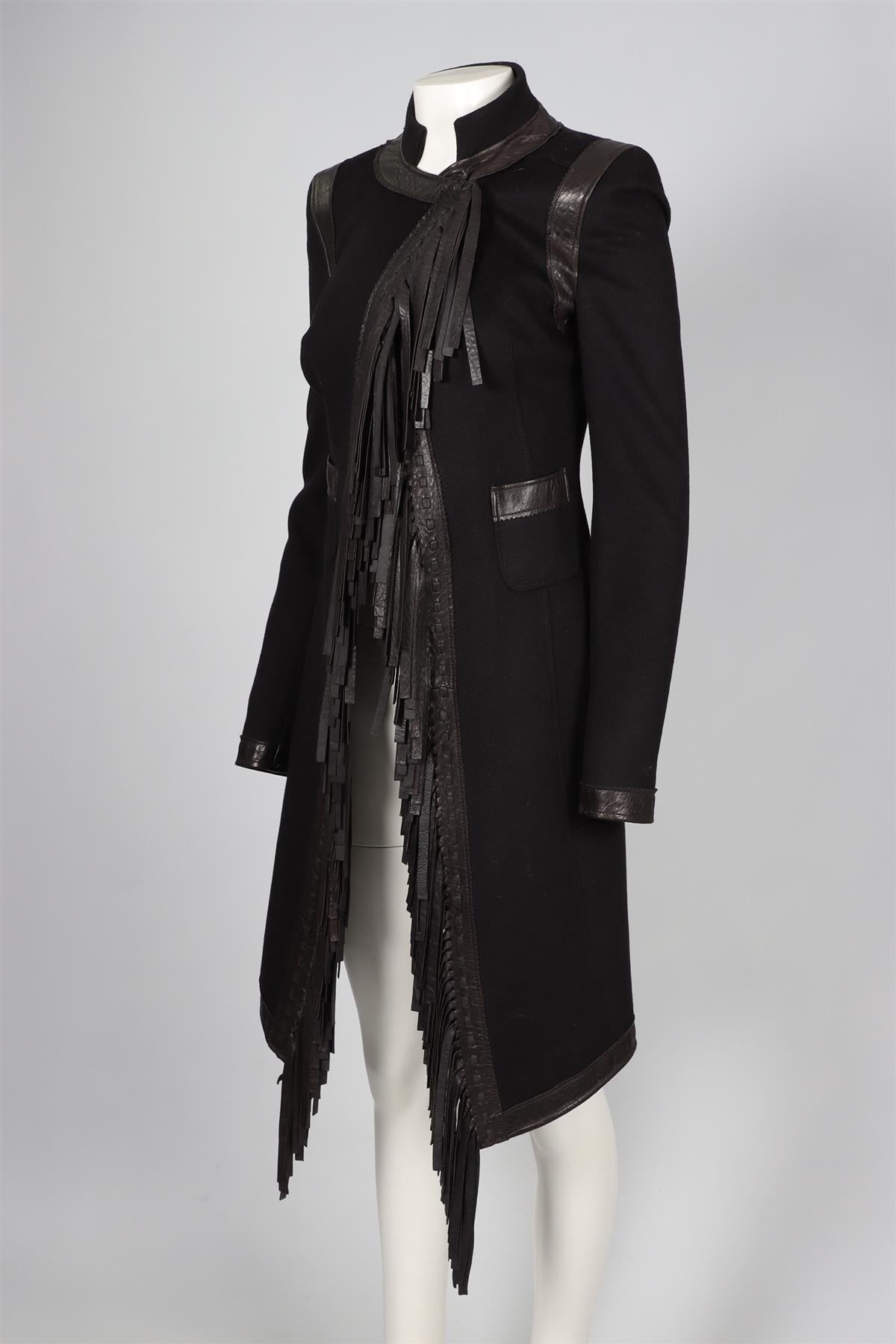 ROBERTO CAVALLI BLACK WOOL COAT IT 44 UK 12