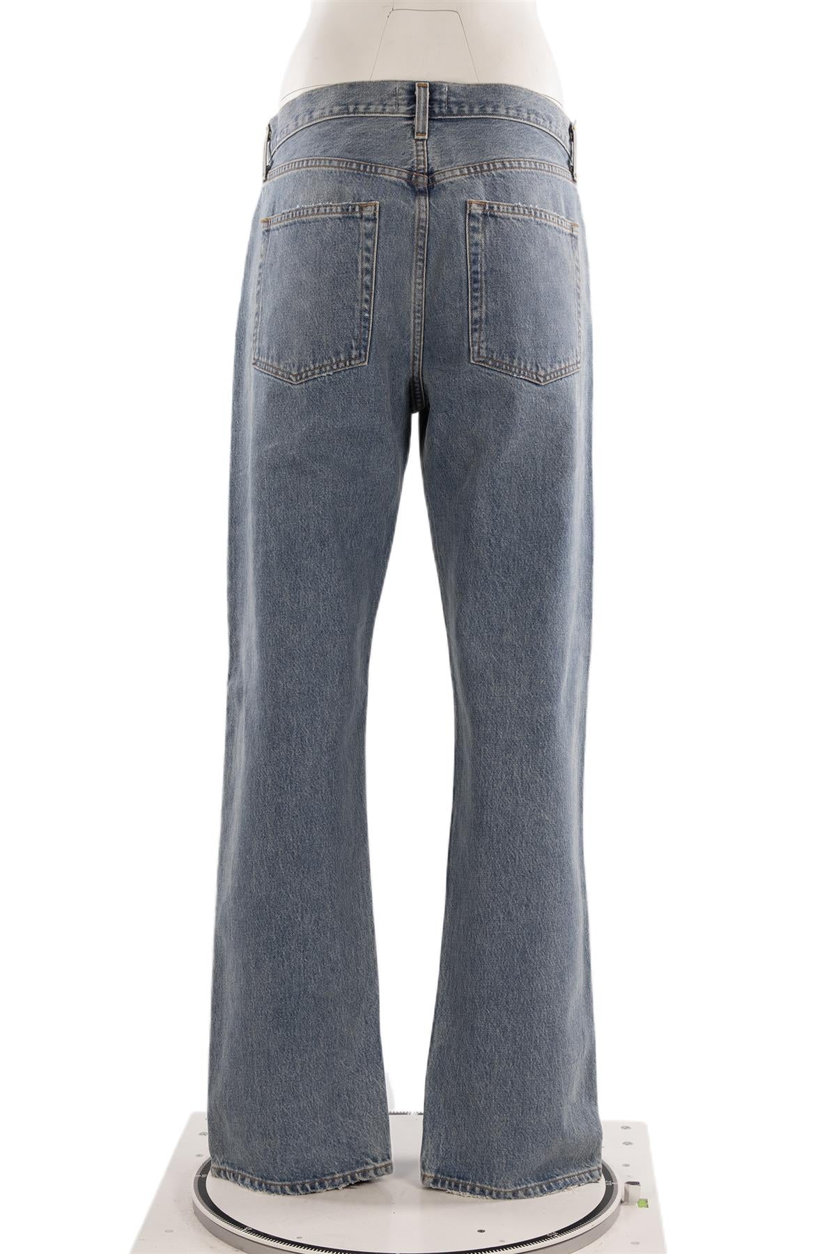 BLUE HIGH RISE STRAIGHT LEG JEANS