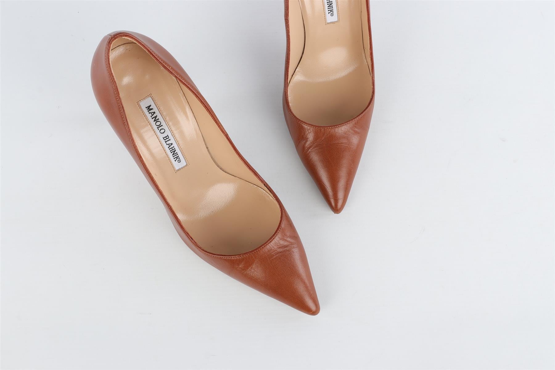 MANOLO BLAHNIK BROWN LEATHER PUMPS EU 38 UK 5 US 8