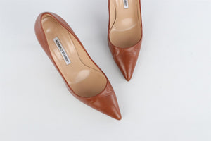 MANOLO BLAHNIK BROWN LEATHER PUMPS EU 38 UK 5 US 8