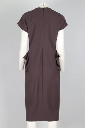 BOTTEGA VENETA MAUVE WOOL MIDI DRESS IT 46 UK 14