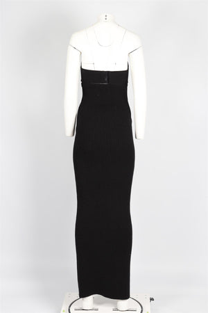 ALAÏA BLACK WOOL MAXI DRESS FR 36 UK 8