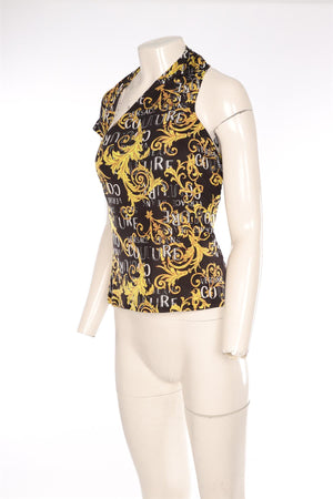 VERSACE JEANS COUTURE BLACK JERSEY TOP IT 42 UK 10