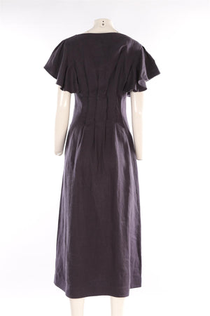 CHLOÉ NAVY LINEN MAXI DRESS FR 36 UK 8