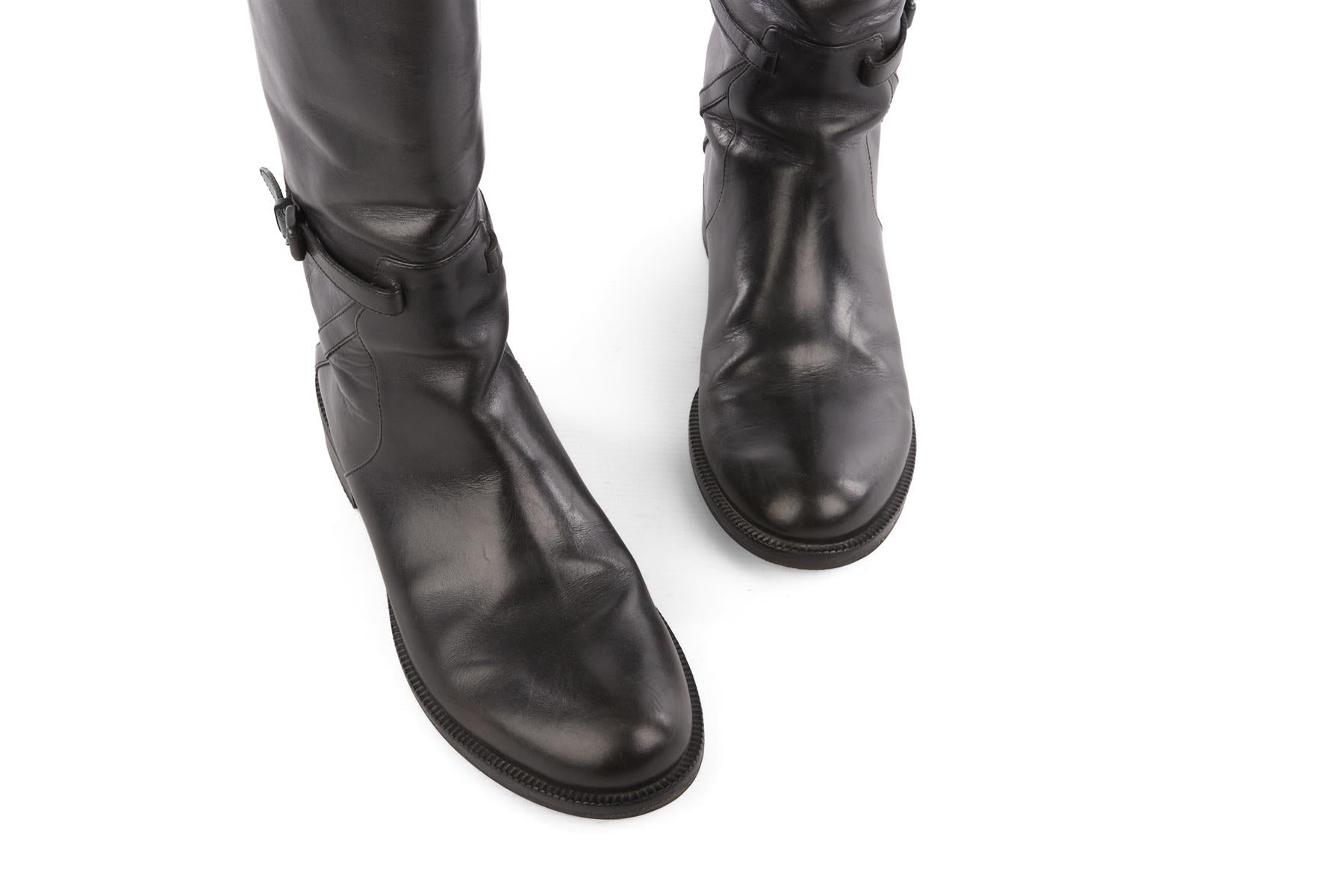 BOTTEGA VENETA BLACK LEATHER KNEE HIGH BOOTS EU 39.5 UK 6.5 US 9.5