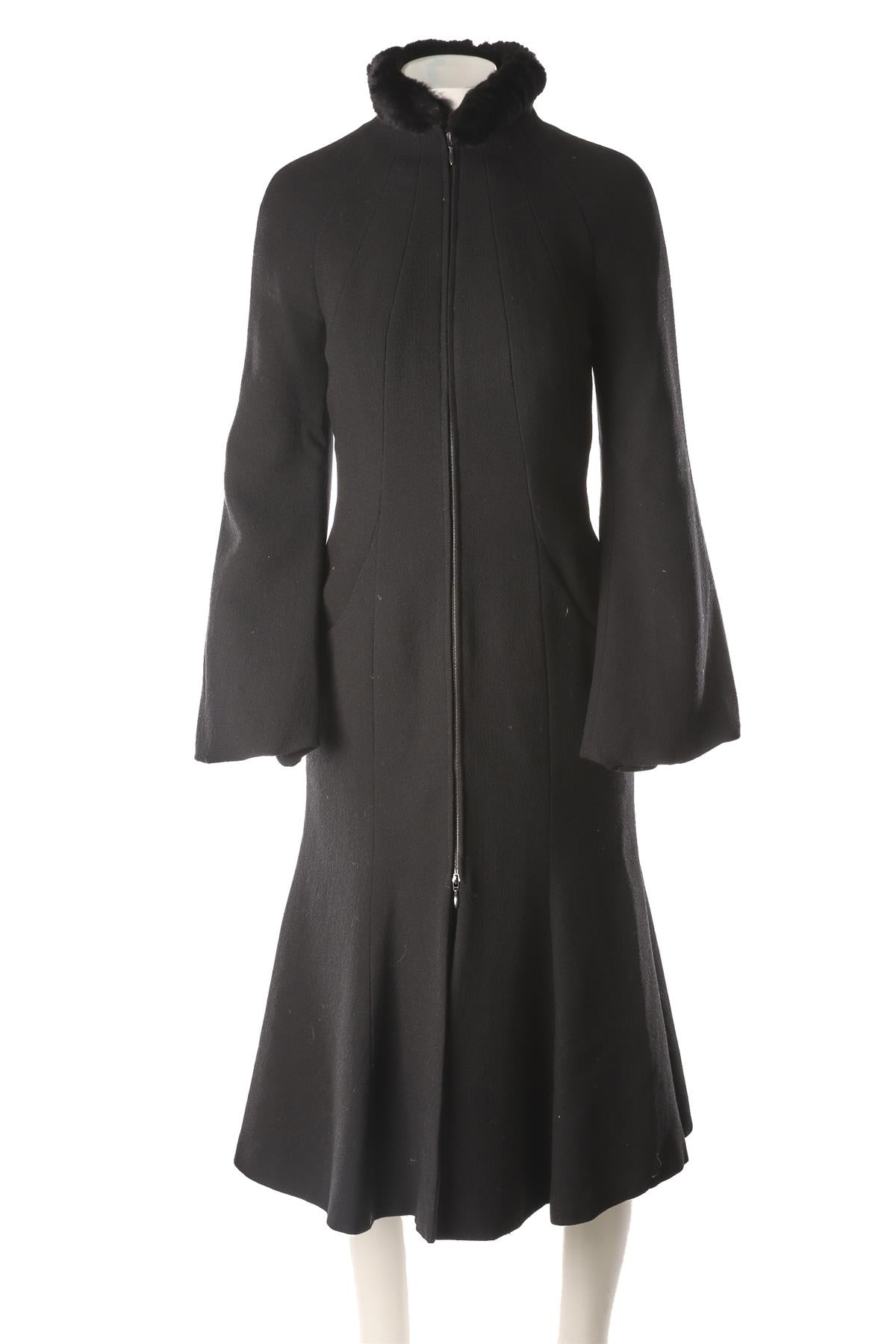 Lady's ALEXANDER McQUEEN モヘアウールコート 38 ALEXANDER MCQUEEN BLACK 2004 WOOL COAT IT 38 UK 6 | nikkibradford