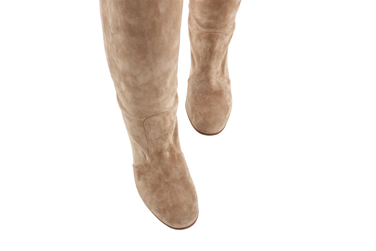 GIANVITO ROSSI BEIGE SUEDE KNEE HIGH BOOTS  EU 38.5 UK 5.5 US 8.5