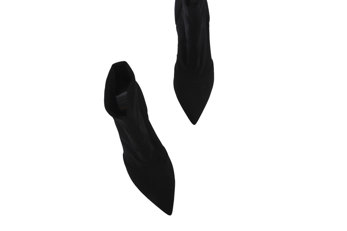BLACK FABRIC ANKLE BOOTS