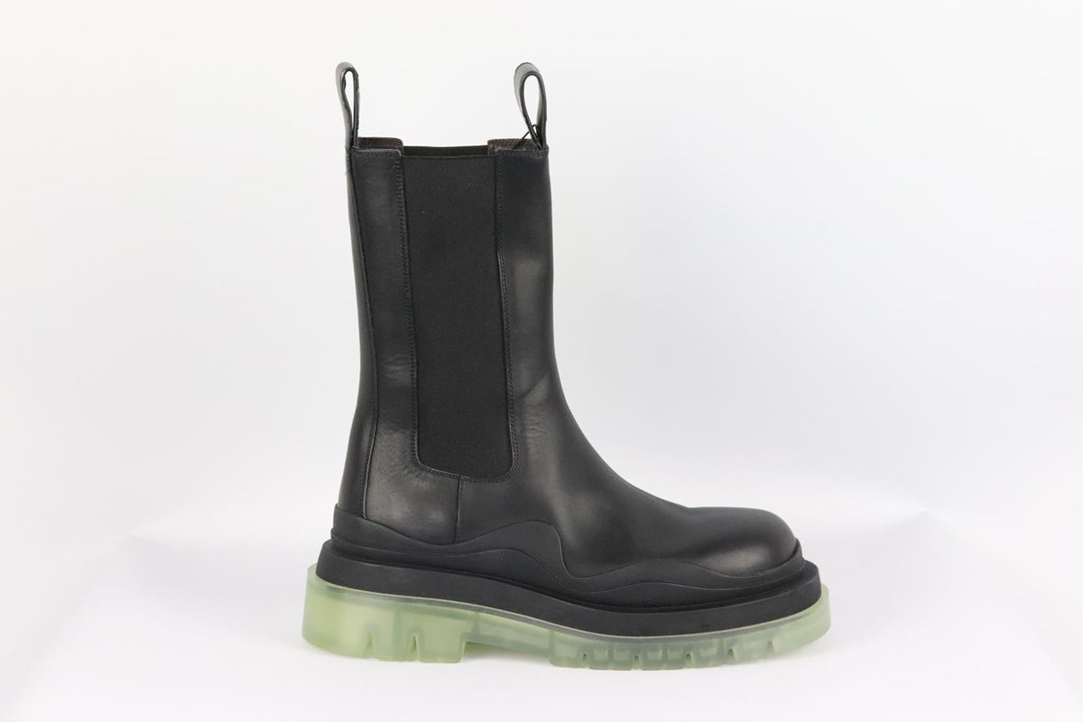 BOTTEGA VENETA TIRE RUBBER TRIMMED LEATHER CHELSEA BOOTS EU 38 UK 5 US 8