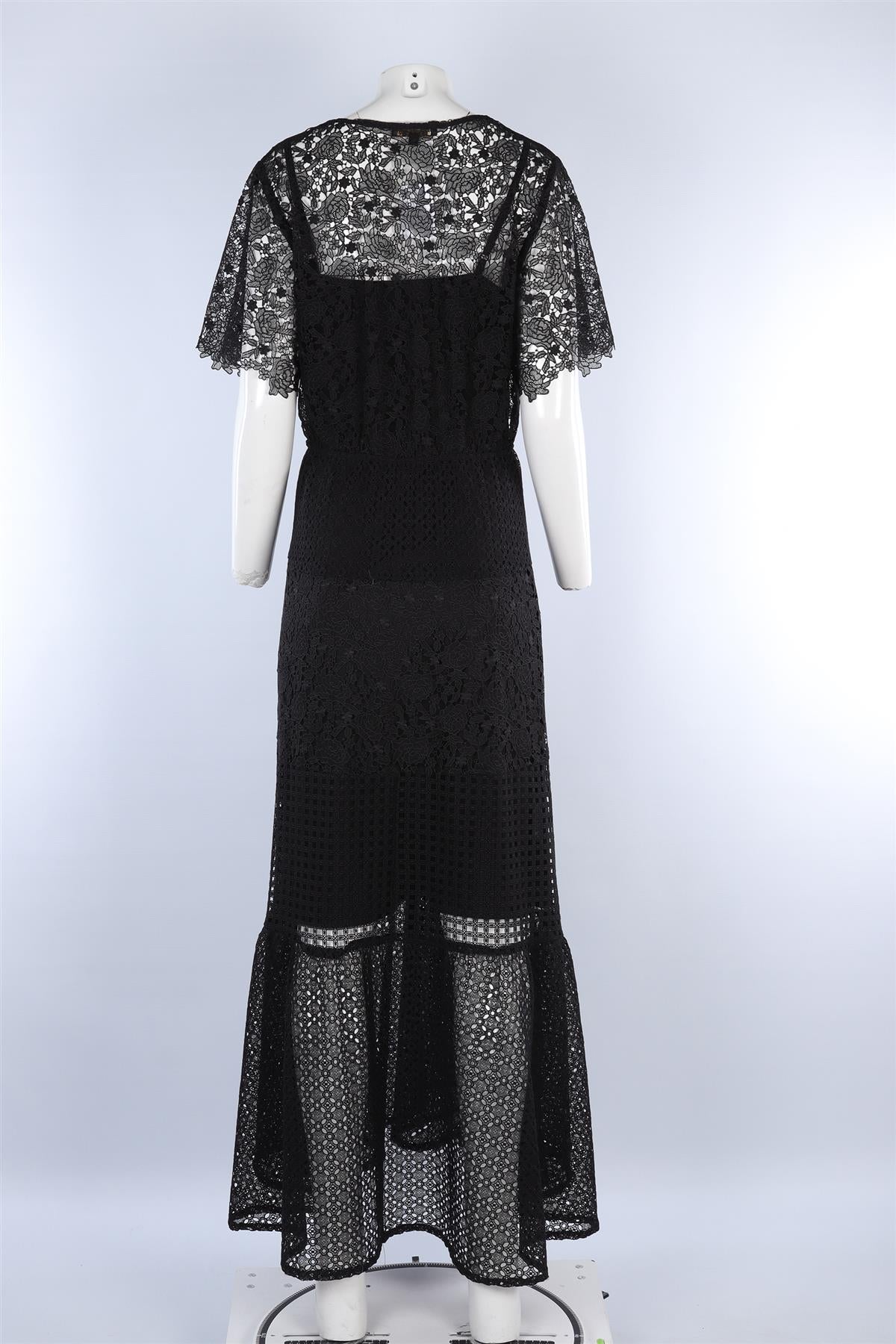 MAJE BLACK LACE MAXI DRESS UK 14