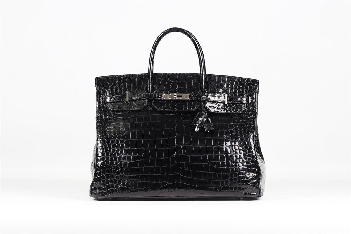 HERMÈS BLACK 2008 BIRKIN 40CM CROCODILE POROSUS BAG IN NOIR