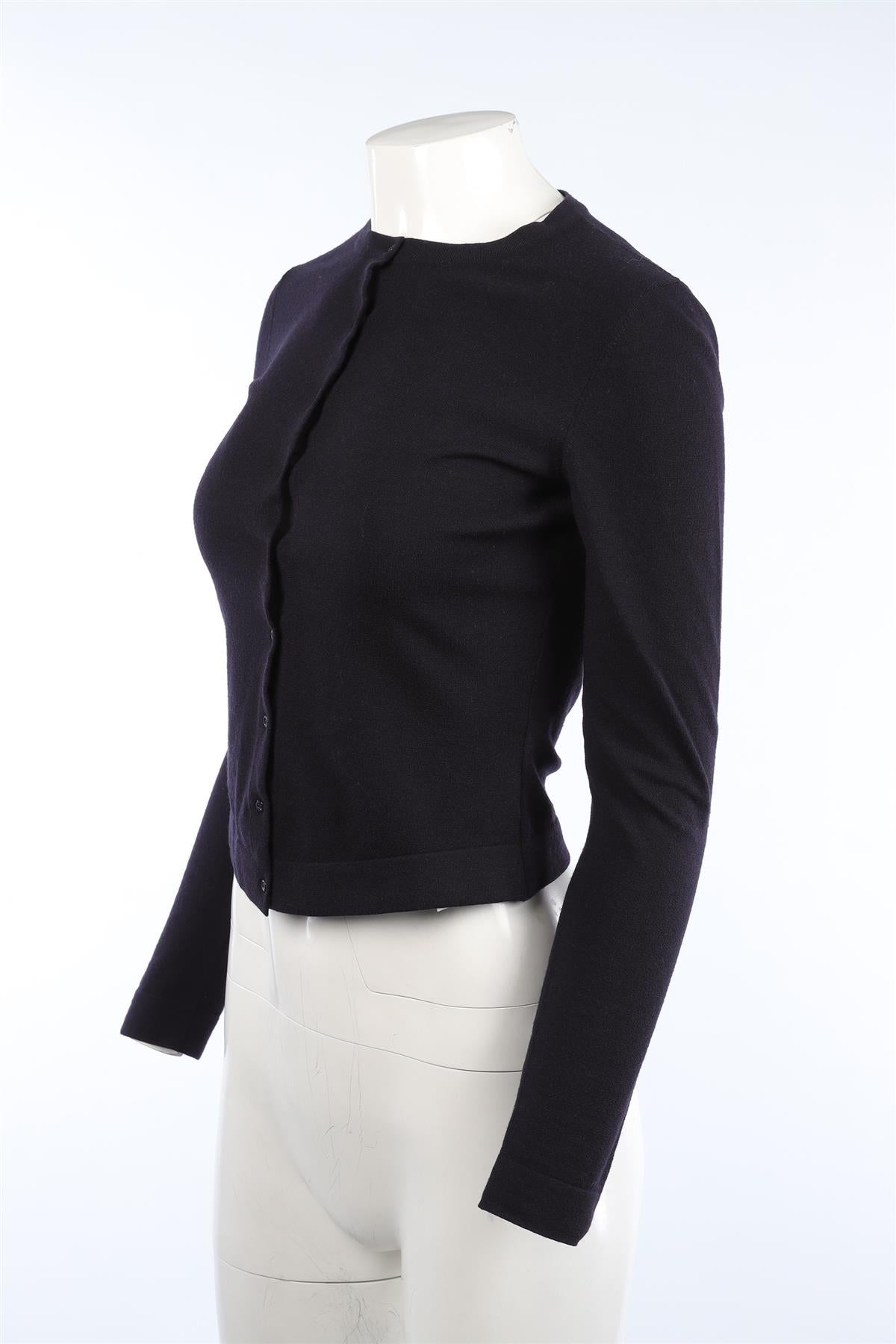 ALAÏA NAVY WOOL CARDIGAN FR 38 UK 10