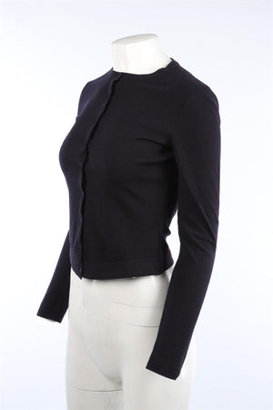 ALAÏA NAVY WOOL CARDIGAN FR 38 UK 10