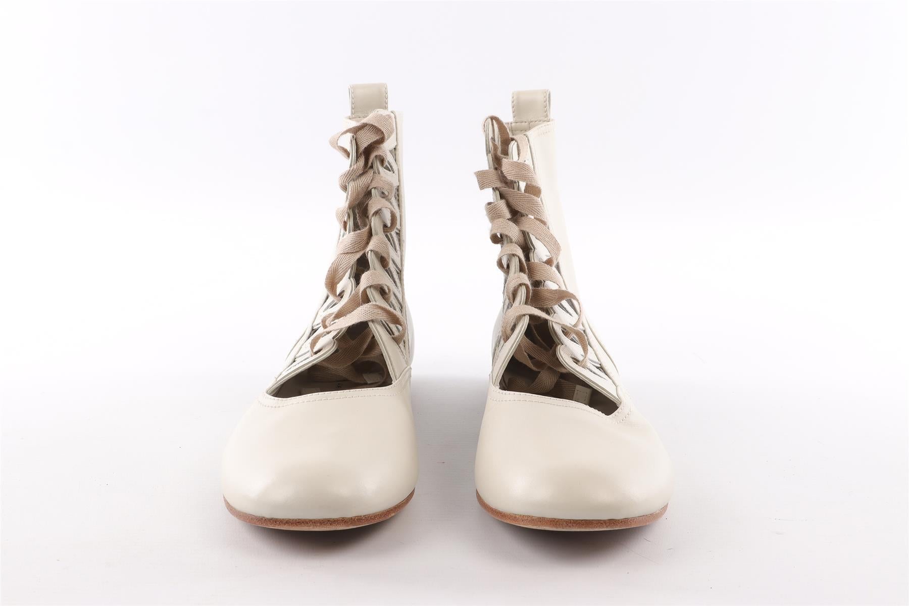 MARC BY MARC JACOBS ECRU LEATHER ANKLE BOOTS EU 40 UK 7 US 10