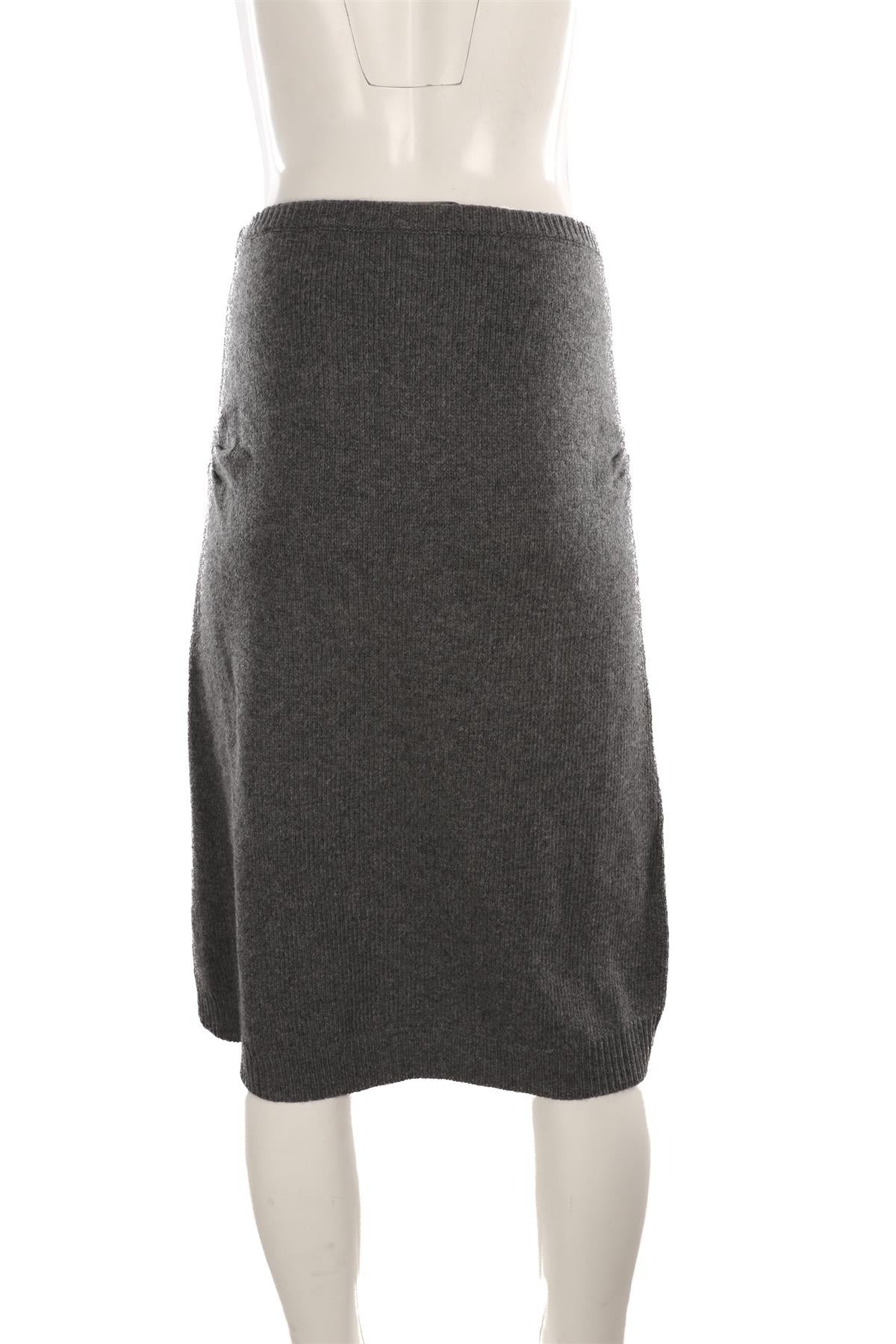 PRADA GREY WOOL MIDI SKIRT IT 42 UK 10