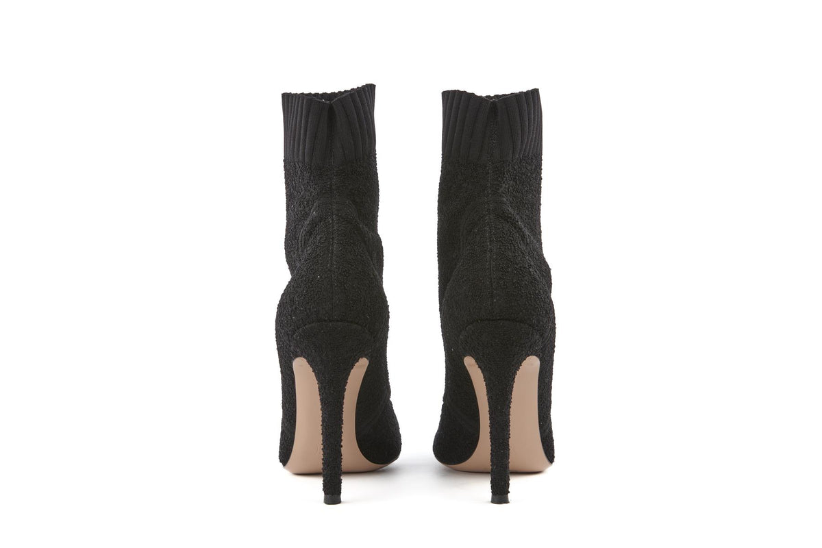 GIANVITO ROSSI BLACK KNIT ANKLE BOOTS EU 39 UK 6 US 9