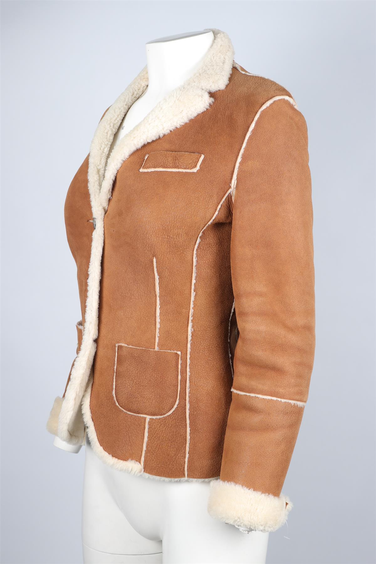 BRUNELLO CUCINELLI BROWN SHEARLING AND SUEDE JACKET IT 40 UK 8