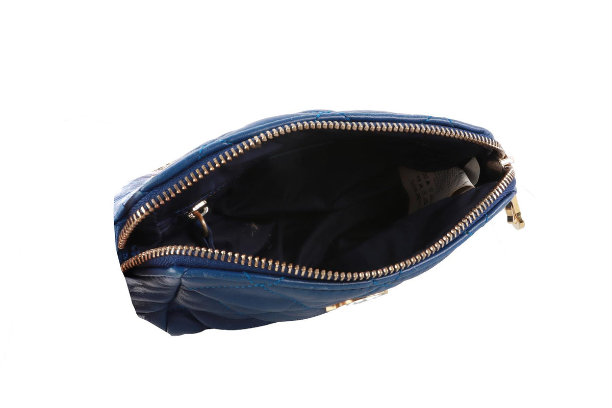 MONCLER BLUE LEATHER POUCH