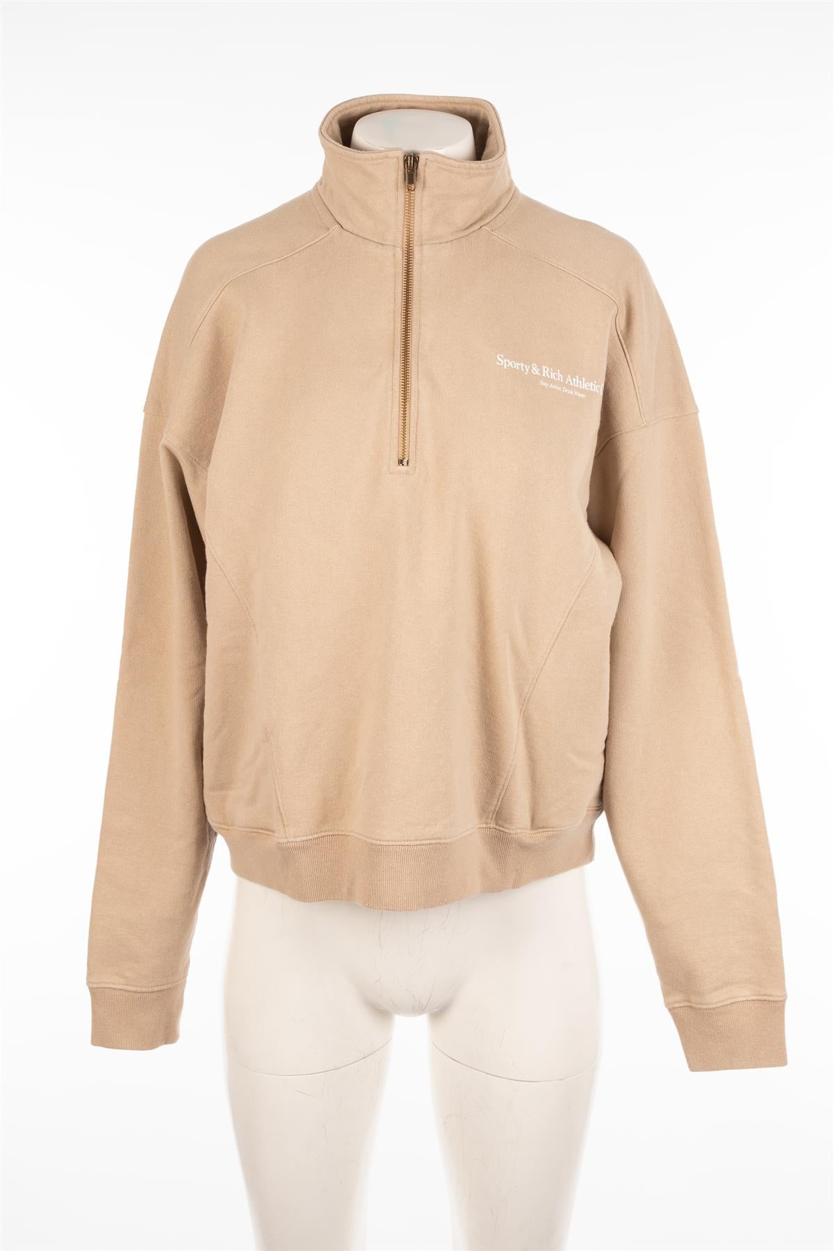 SPORTY & RICH BEIGE COTTON SWEATSHIRT MEDIUM