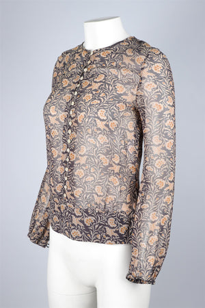 ISABEL MARANT ETOILE BROWN PATTERN VISOCSE SHIRT FR 34 UK 6
