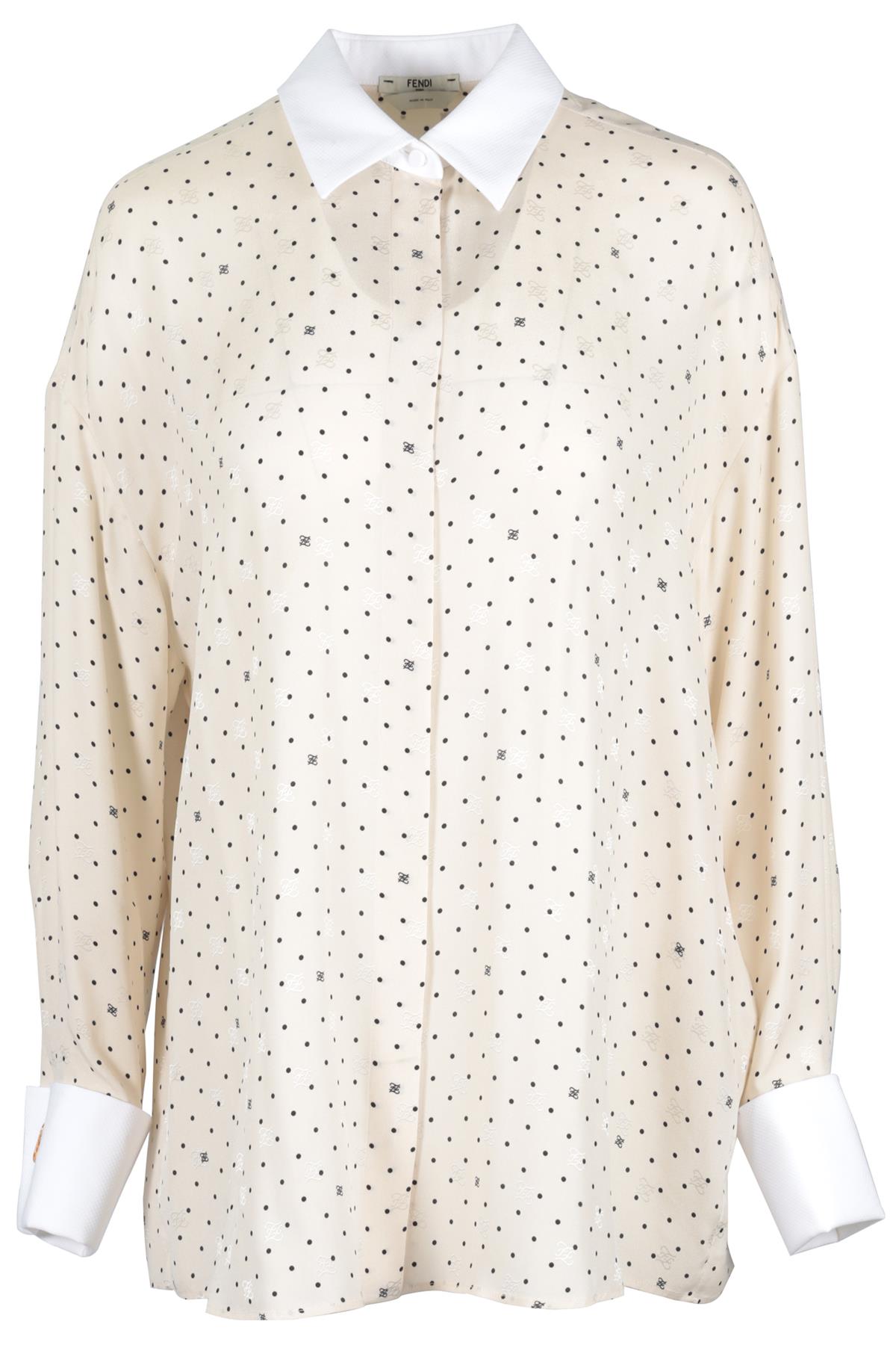 FENDI IVORY FF SILK SHIRT IT 40 UK 8