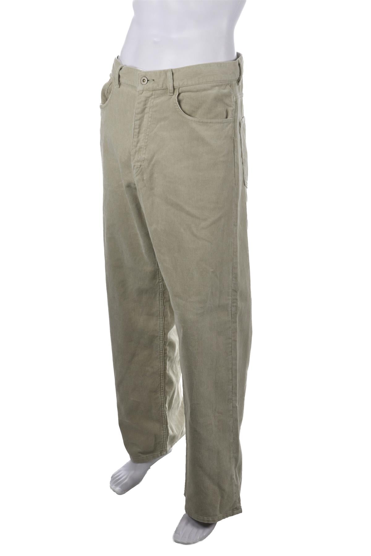 AURALEE GREEN MENS CORDUROY STRAIGHT LEG PANTS MEDIUM