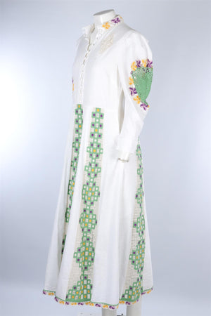 ALEMAIS WHITE LINEN MAXI DRESS AU 14 UK 14