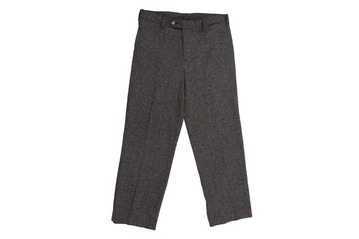 BLACK MEN'S WOOL STRAIGHT LEG PANTS