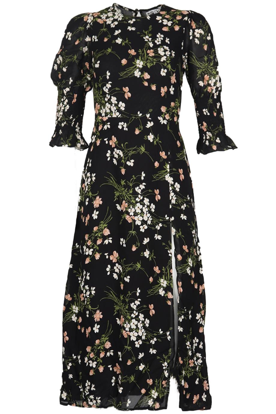 REFORMATION FLORAL PRINT CREPE MIDI DRESS US 2 UK 6